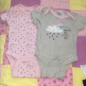 Two baby girl onesies grey and pink